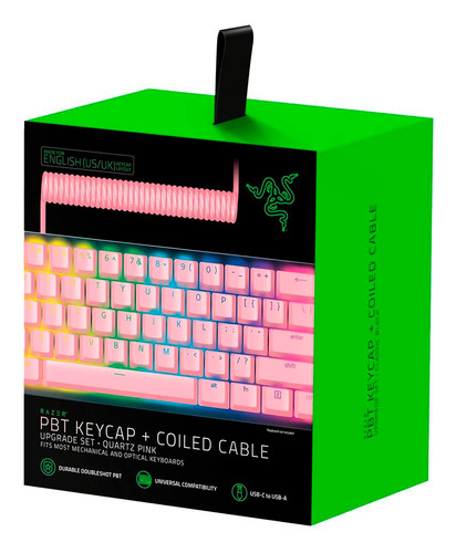 Razer Acessorio Kit Keycap Razer + Cabo Espiral, Quartz Rosa