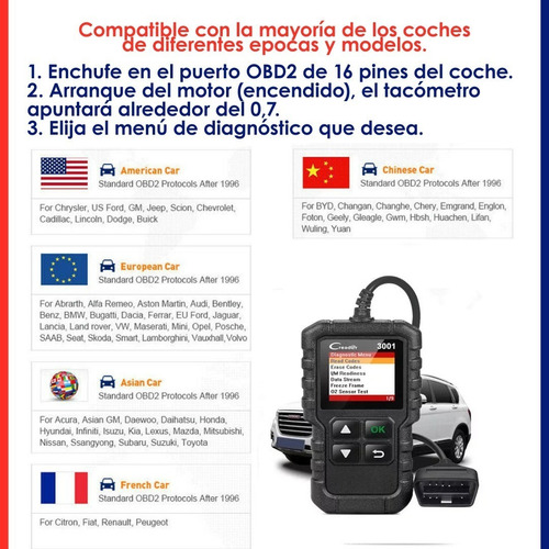 Imagen 6 de 6 de Escáner Automotriz Motor Obd2 Launch Cr3001 V2 Importado
