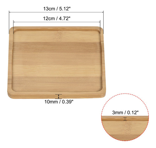 3 Base Maceta Cuadrada 5.12 BambĂș Flor Planta Color Madera