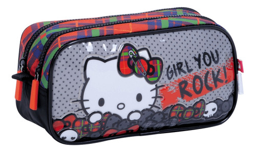 Cartuchera Canopla Portalapiz Doble Hello Kitty Rock Wabro 