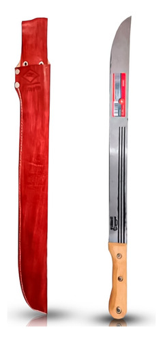 Kit Facão P/ Mato Aço Carbono Cabo Madeira Com Bainha 20 Pol