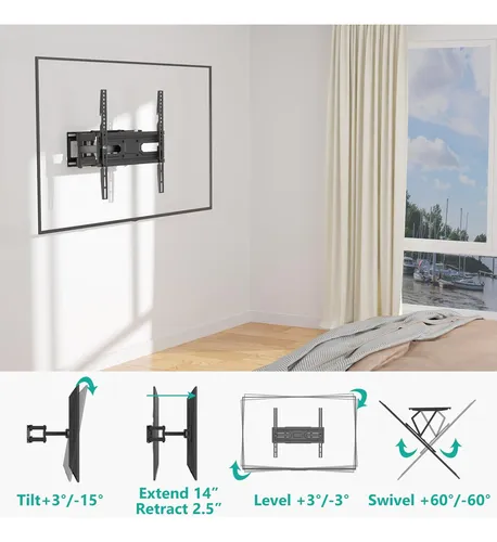 Soporte De Pared Para Tv Wali Full Motion Para La Mayoría...