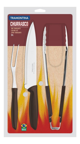 Imagen 1 de 9 de Set X 3 Piezas Trinchante Churrasco Plenus Tramontina