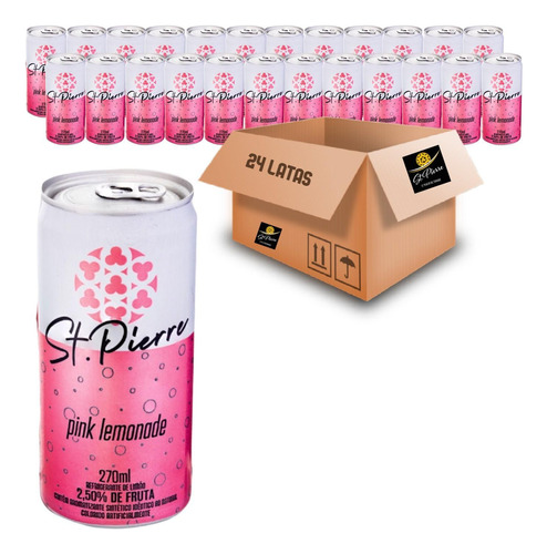 Kit Com 24un Refrigerante Pink Lemonade St Pierre Lata 270ml