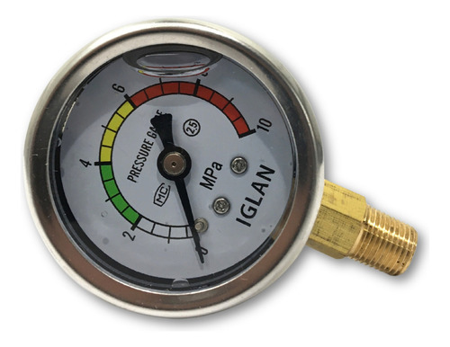 Manometro De Pressão 0-10mpa Vertical 1/8 Com Glicerina