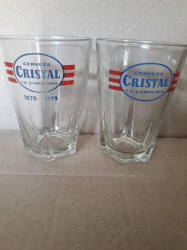 02 Vasos Antiguos De  Cerveza Cristal  