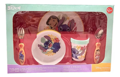 Juego De Vajilla Infantil Disney Stitch 5 Pz Blanco Stitch Stitch
