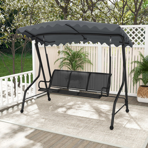 Columpio Para Exterior De 3 Plazas Toldo Ajustable Gpl Gris