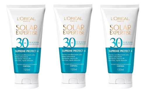 Kit C/3 Protetor Solar Loréal Paris Expertise  Fps 30 120ml