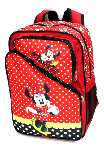 Mochila Menina Minnie Mouse Bolinhas Costas Tam G Infantil Cor Vermelho