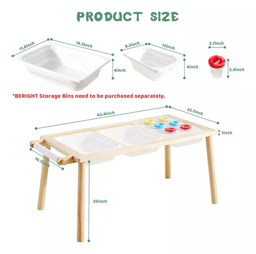  Beright Mesa infantil 5 en 1, mesa sensorial para interiores de  arena, mesa de dibujo para niños con rollo de papel y vasos de pintura, no  con contenedor de almacenamiento 