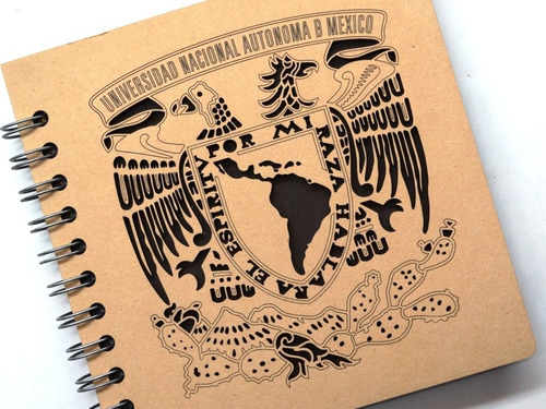 Libreta Madera Corte Láser Escudo Unam