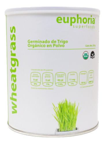 Wheatgrass Pasto De Trigo Orgánico Certificado 250g Wheat 