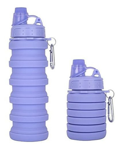 Botella De Agua Plegable Silicona Reutilizable Color Morado