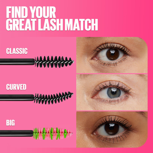 Máscara Maybelline Great Lash Big, Lavable, Muy Negra