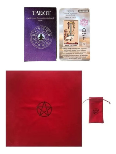 Tarot Español Significados + Bolsa Funda Con Mantel Roja