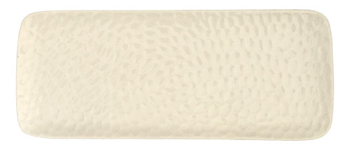 Bandeja Fuente Rectangular Cerámica Blanca Relieve (26x11cm)