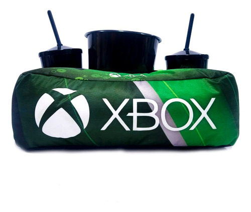 Imagem 1 de 5 de Xbox Almofada Porta Pipoca + 1 Balde + 2 Copos Verde Jogo