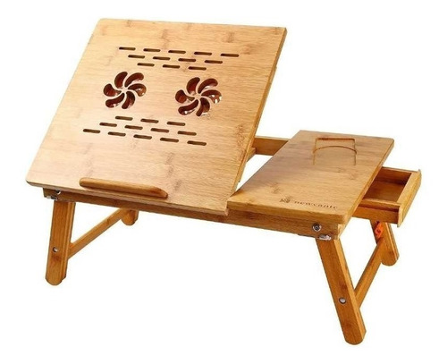 Mesa Base Enfriadora De Bambú Para Laptop 2 Ventiladores