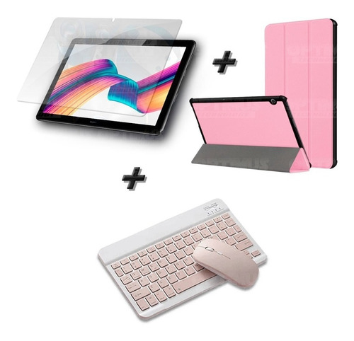 Kit Vidrio Y Forro Con Tapa +teclado Tablet Huawei T5-10 
