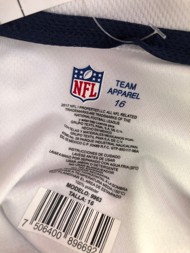 Playera Nfl De Color Azul Talla Xl (Usado)