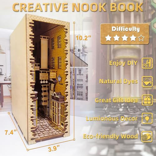 Madera Diagon Alley Book Nook Kit Bookend Stand Bookshelf In