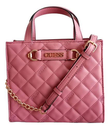 Original Bolsa Guess Crossbody Rosa Lila Rosa Lisa Oro Rosa
