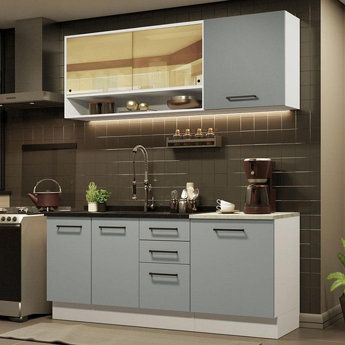 Madesa Agata Cocina Completa 180002 C Armá Balc S Color Blanco y Gris Bci Top