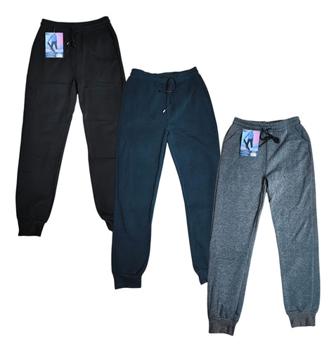 Kit 3 Calças Moletom Forradas Listras Laterais Juvenis Moda