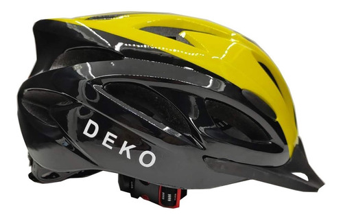 Capacete Com Sinalizador Led Bike Ciclismo Amarelo Preto Dek