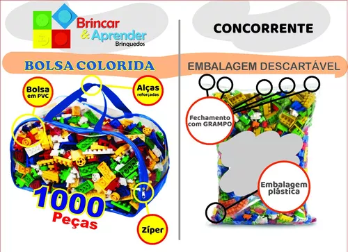 Blocos Educativos De Montar 1000 Peças Brinquedos Didatico