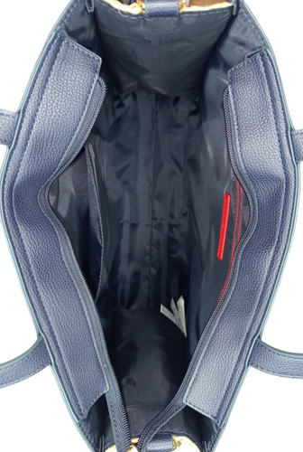 Bolsa Tommy Tipo Tote Color Cafe Con Azul