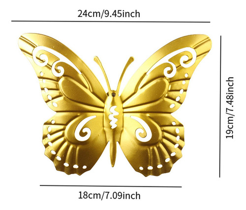 Metal Butterfly Wall Art Decor Butterflies Sculpture 3d Oro