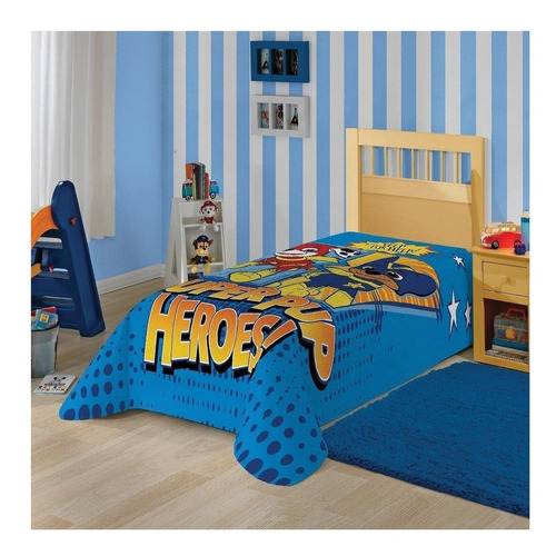 Cobertor Lepper Fleece cor azul com design paw patrol de 2.2m x 1.5m