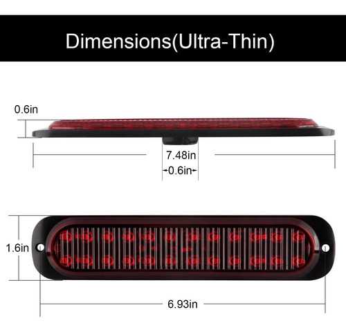 4 Barras De Luces Traseras Led Rojas De 7.5 Pulgadas Para Fr