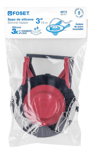 Sapo De 3 De Silicona Para Wc,rojo,c/cadena De Acero Inox