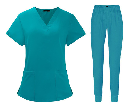 . Uniforme Scrub Set Top Y Pantalones Lavable A Máquina