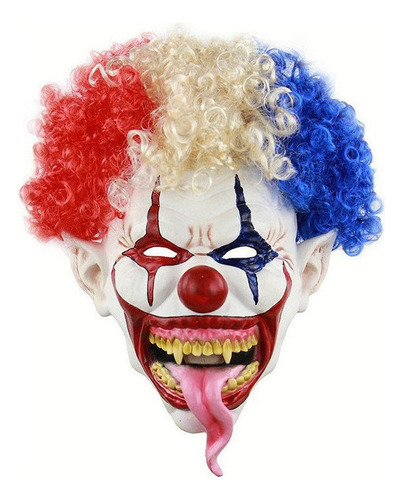 Máscara De Payaso Con Cabeza Afro, Boca Grande Y Lengua Larg