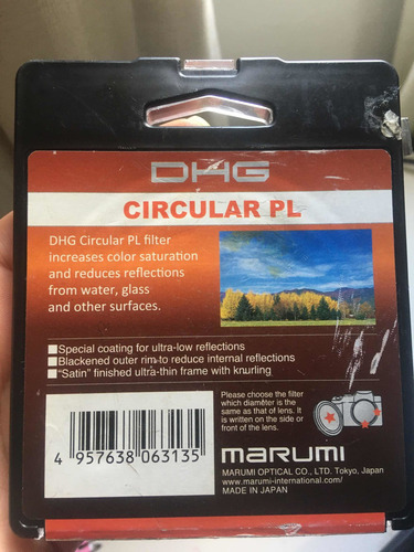Imagen 4 de 5 de Filtro Polarizador 77mm Marumi Dhl Circular Pl