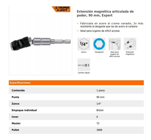 Extensión Articulada Para Puntas,cambio Rapido Truper Expert