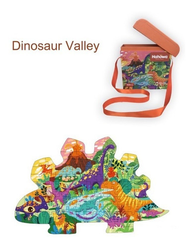 Imagen 4 de 5 de Rompecabezas 105pcs Puzzle Forma Dinosaurios Con Bolso Viaje