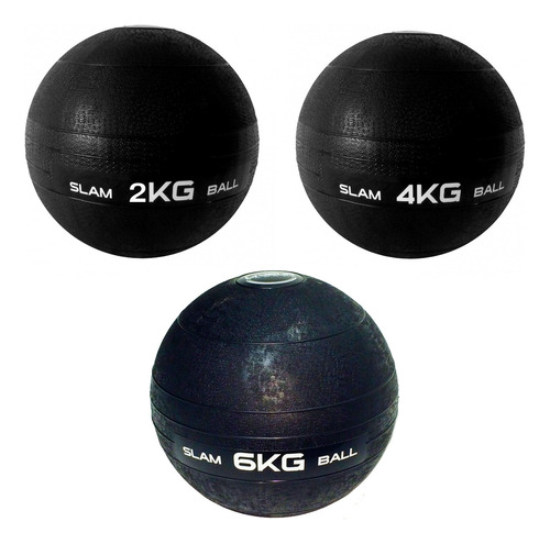 Kit Slam Ball Bola Peso Crossfit 2kg 4kg 6kg Liveup Sports