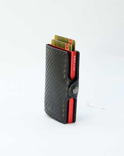 Billetera Wutarg Cuero Un Slider Sin Género 10x6 Cm Rojo Carbono