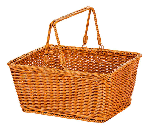Cesta De Imitação Rattan Cesta Tecido 33cmx23cmx18cm