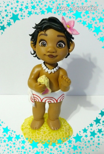 Adorno Para Torta Moana Bebé En Porcelana Fría