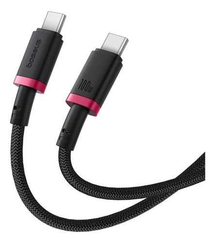 Cable Usb Tipo C A Usb-c Carga Rapida Reforzado Baseus 60w Rojo Y Negro