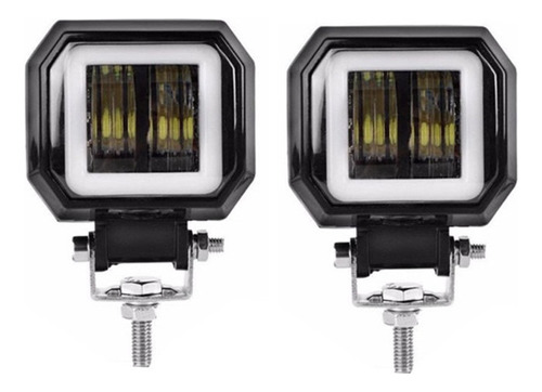 Par Faros Ojo De Angel Cuadrado 2 Led 20w Lupa 6d