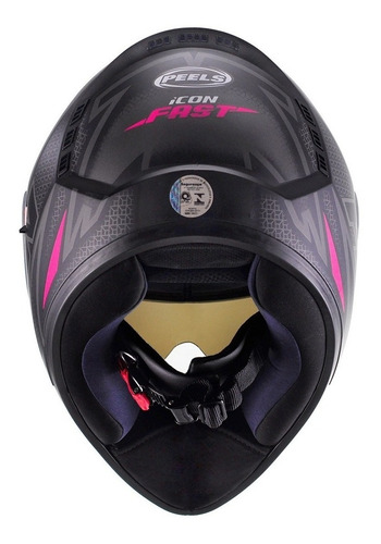Imagem 5 de 6 de Capacete Feminino Moto Peels Icon Fast Preto Rosa C/ Óculos