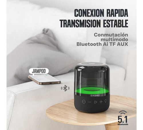 Bocina Jampod Rgb Audio Hi-fi, Manos Libres Y Bluetooth Negro