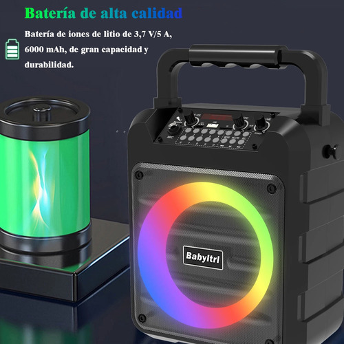 Bocina Karaoke Bluetooth Recargable Portatil Con 2 Microfono